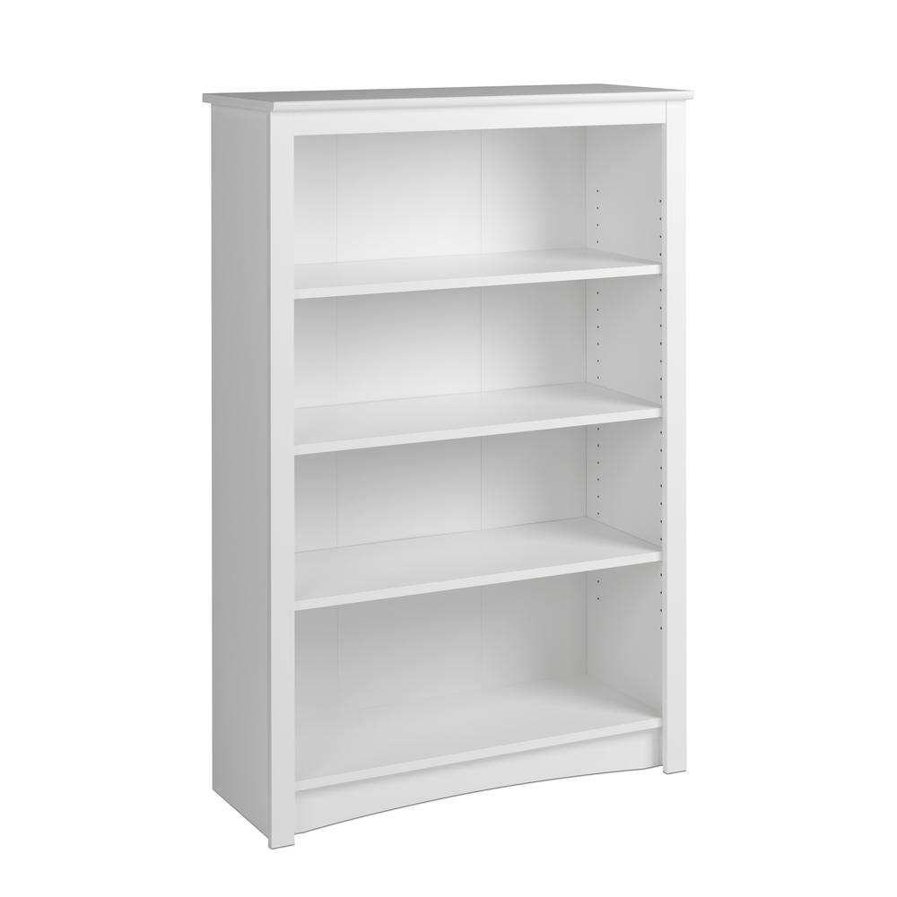 Left. Prepac - 4-shelf Bookcase, White - White.