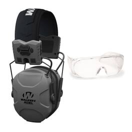 Walkers - Walker's XCEL 500BT Digital Electronic Muff and Sport Shooting Glasses Bundle - Gray
