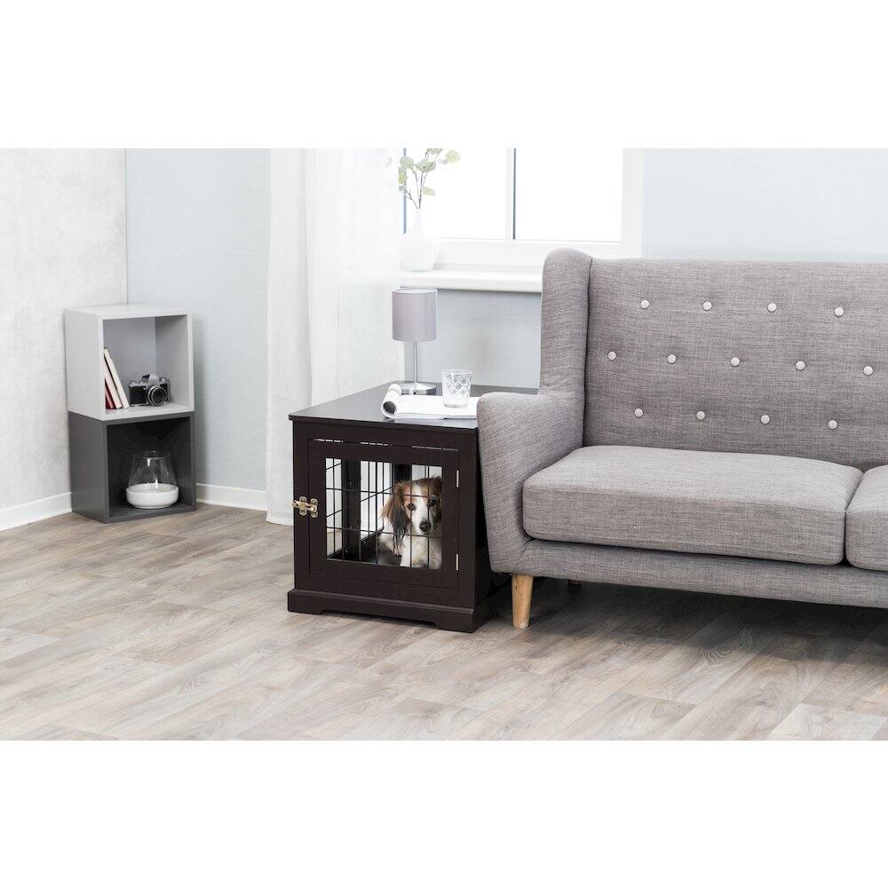 Alt View 1. TRIXIE - Dog Crate, Wooden Indoor Kennel Furniture for Dogs Up to 25 lb - Espresso Brown.