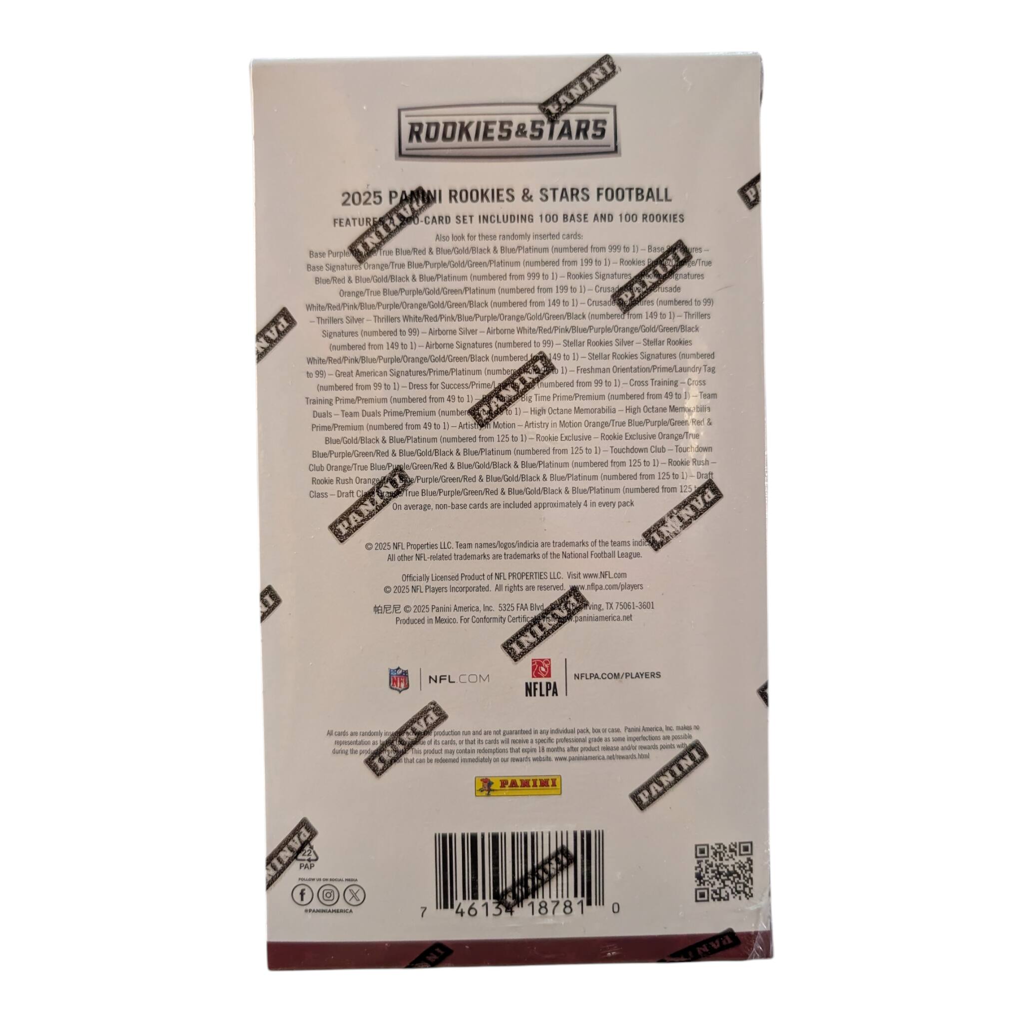 FANINI ROOKIES & STARS 2025 PANINI ROOKIES & STARS FOOTBALL FEATURE O-CARD SET INCLUDING 100 BASE AND 100 ROOKIES these randomly inserted cards:

- Blue/Ted & Ted/Black numbered from 199 to 999 - Rookies
- Blue/Ted & Ted/Black numbered from 199 to 999 - Rookies Signatures
- Blue/Ted & Ted/Black numbered from 199 to 999 - Rookies Signatures
- Blue/Ted & Ted/Black numbered from 199 to 999 - Rookies Signatures
- Blue/Ted & Ted/Black numbered from 199 to 999 - Rookies Signatures
- Blue/Ted & Ted/Black numbered from 199 to 999 - Rookies Signatures
- Blue/Ted & Ted/Black numbered from 199 to 999 - Rookies Signatures
- Blue/Ted & Ted/Black numbered from 199 to 999 - Rookies Signatures
- Blue/Ted & Ted/Black numbered from