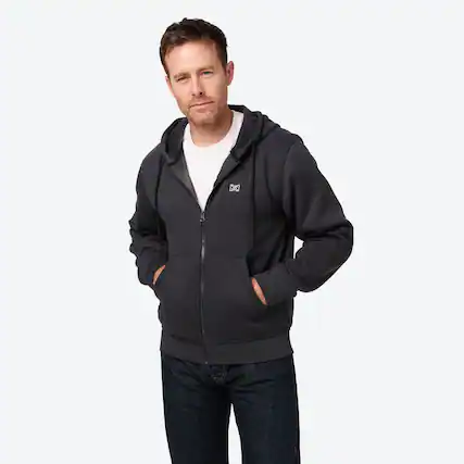 Front. Mobile Warming - Men's Phase Plus 2.0 Heated Hoodie - Dark Grey.