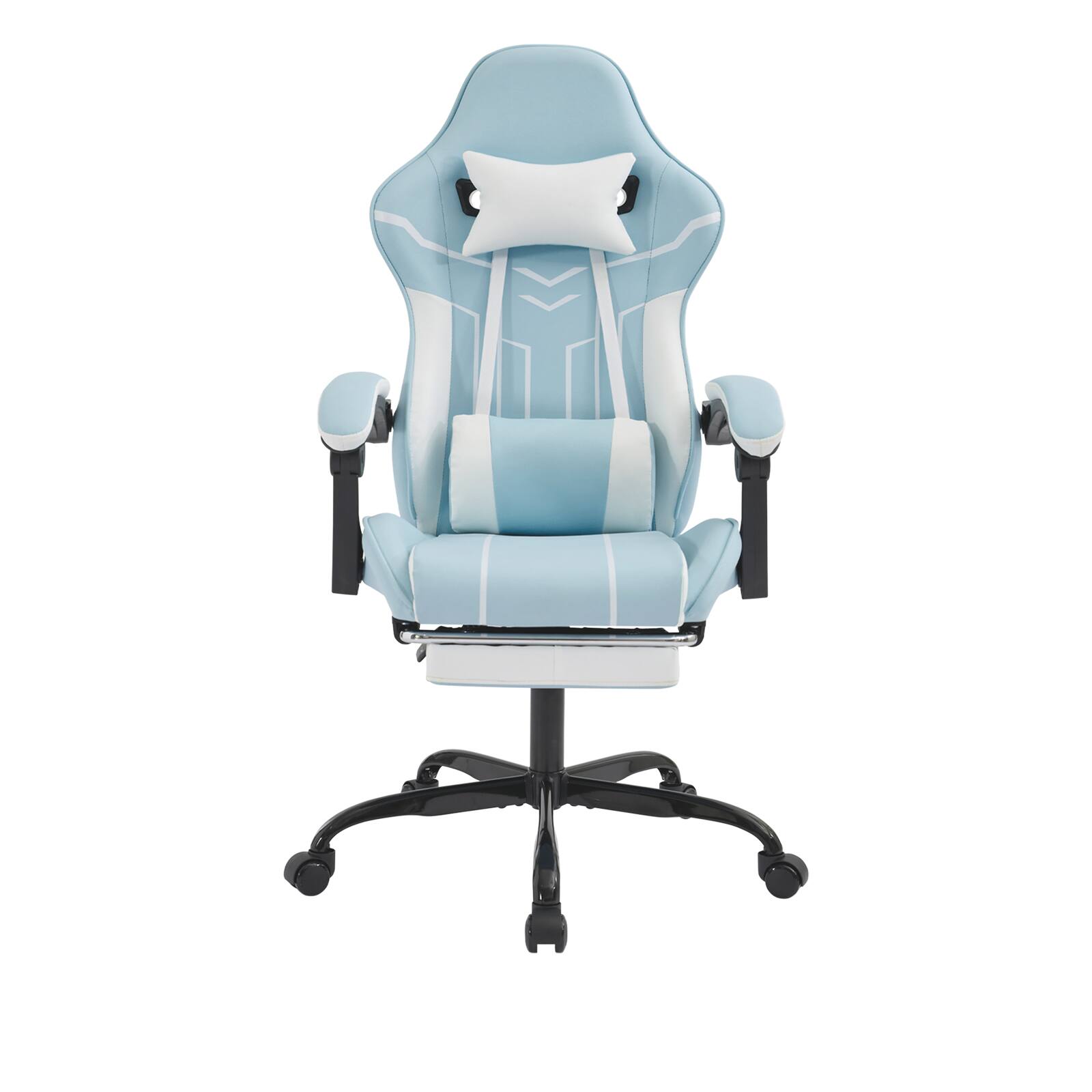 Angle. LUCKY ONE - Multi-Functional Leather Gaming/Office Chair - Blue/White.
