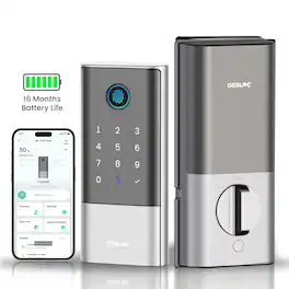 DESLOC - K120 Smart Lock with Up to 16 Months Battery Life, Built-in WiFi, 3D Fingerprint Keyless Entry Door Lock - Silver