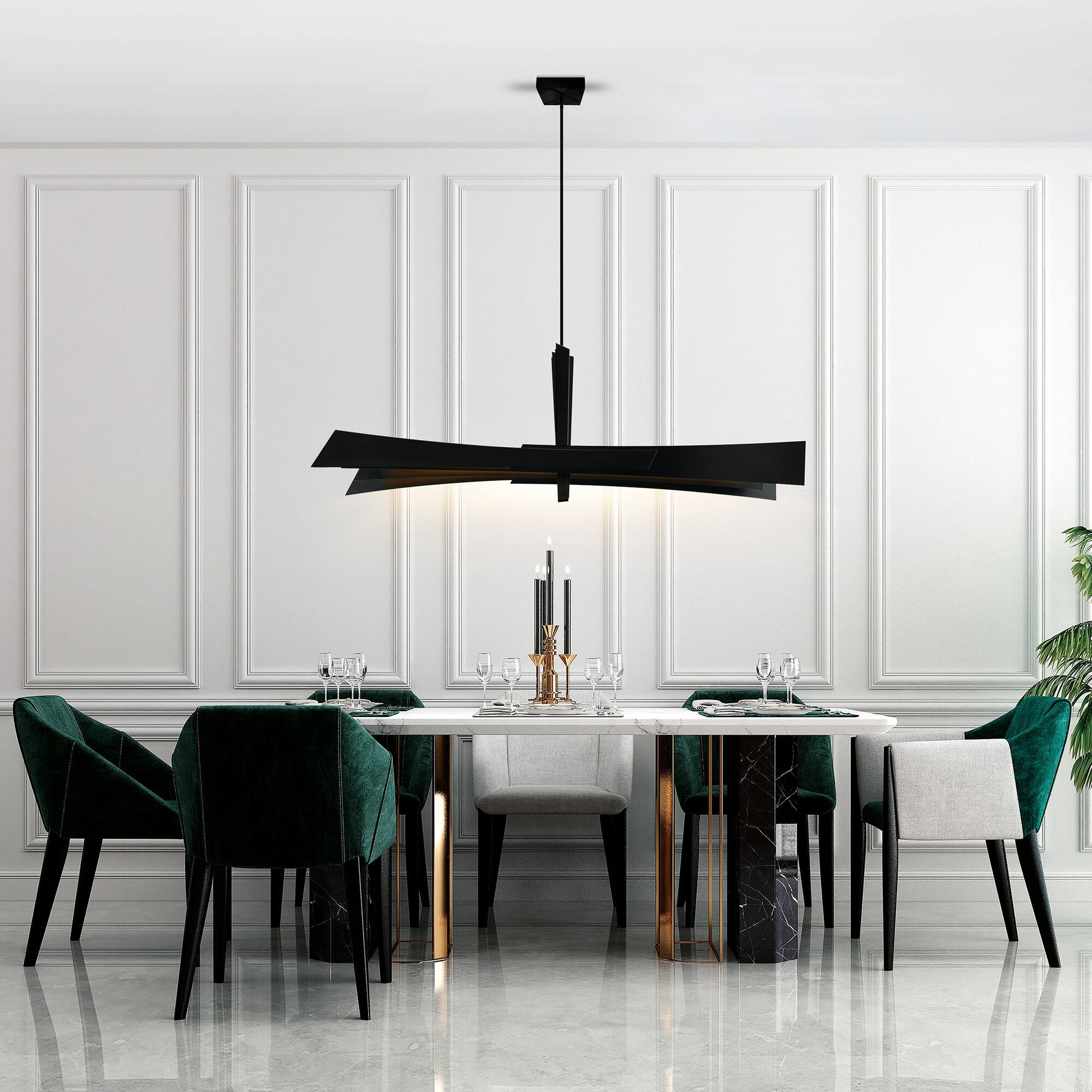 Alt View 5. CWI Lighting - Solara Integrated LED Black Chandelier - Black.