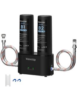 Waterdrop - DLA Under Sink Water Filter, No Drilling Required, Reduces Chlorine, PFOA/PFOS - Black