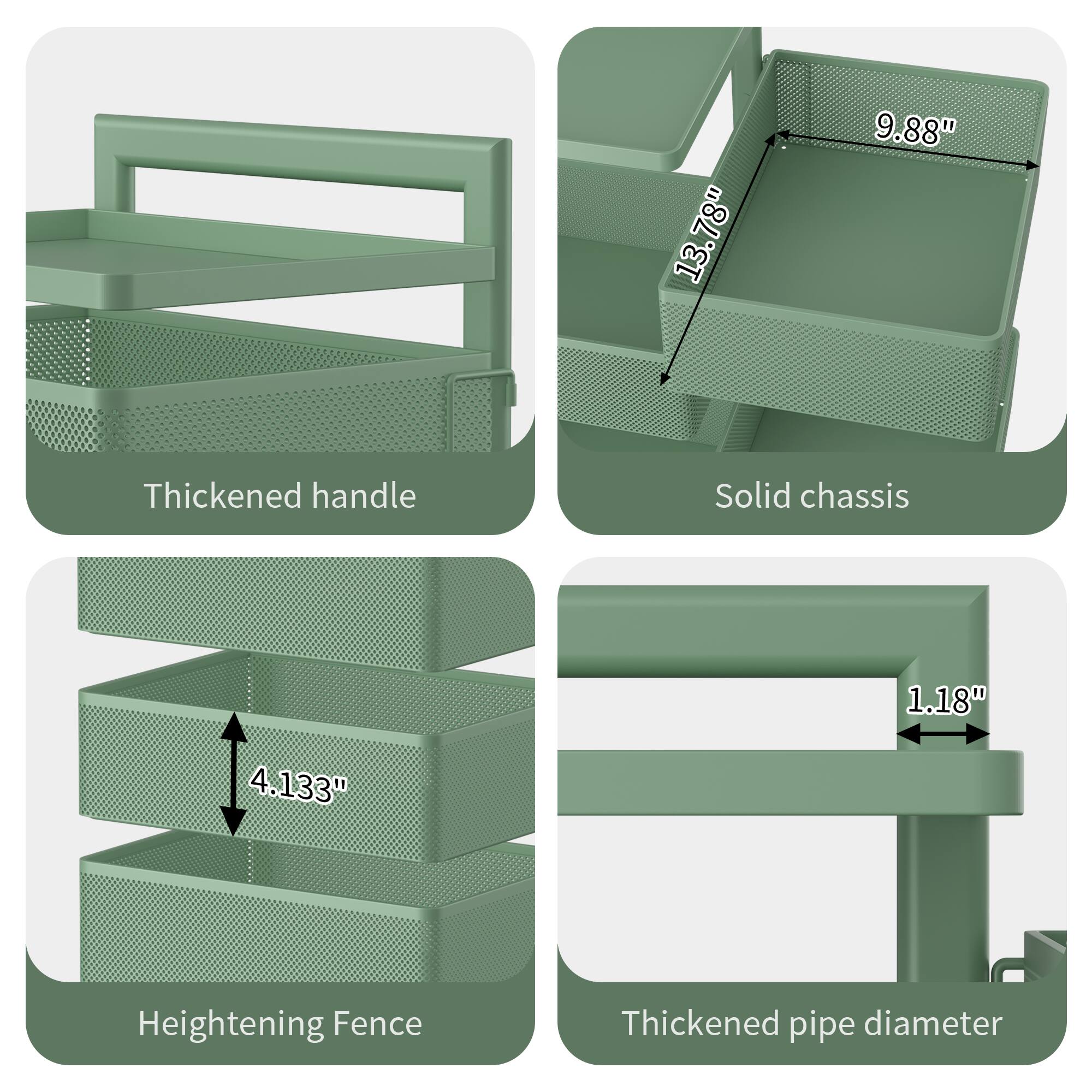 - Thickened handle
- Solid chassis: 13.78" x 9.88"
- Heightening Fence: 4.133"
- Thickened pipe diameter: 1.18"
