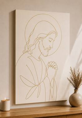 FC Design Large Minimalist Praying Jesus Line Wall Art Canvas Print ...