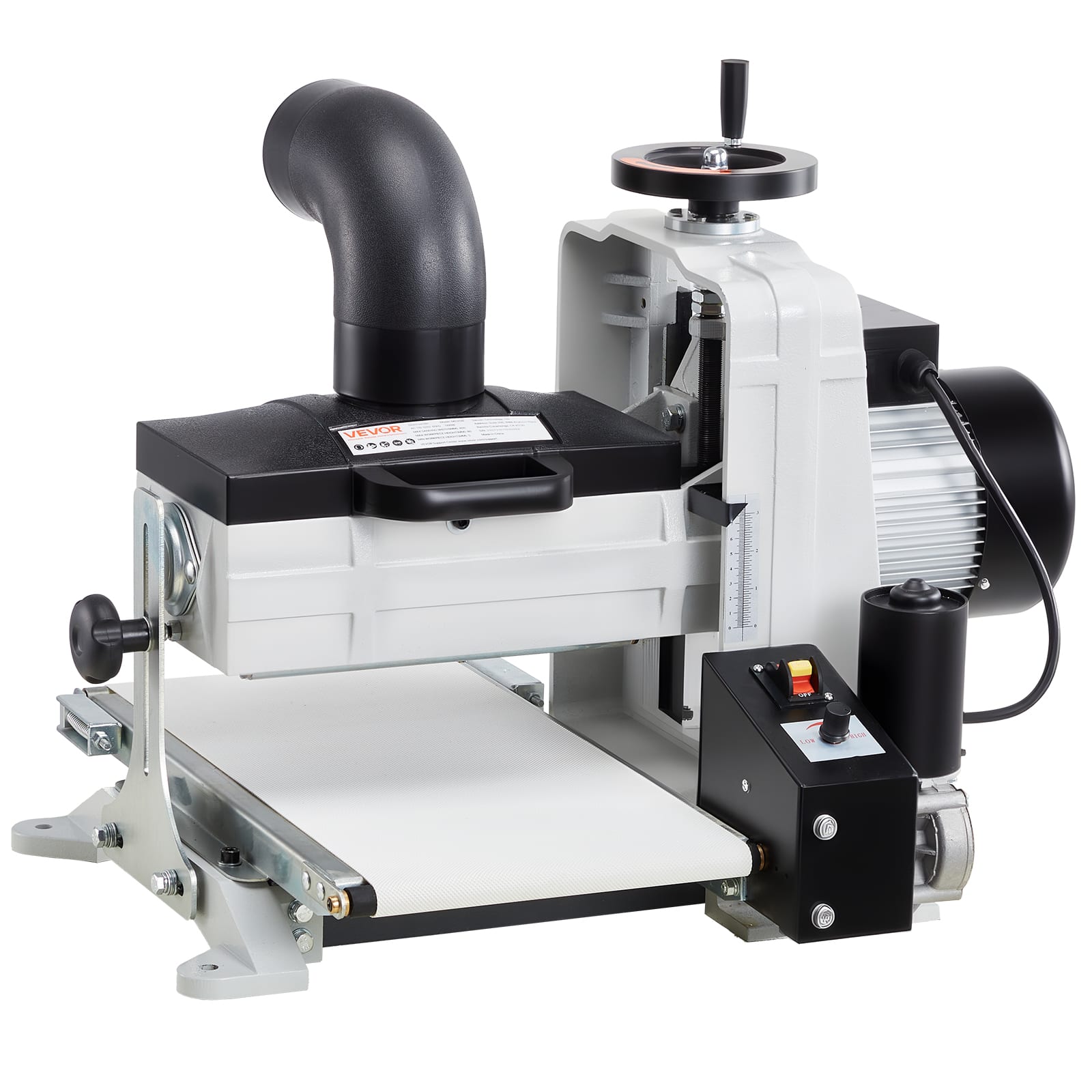 VEVOR - 10" Benchtop Drum Sander, 1HP 1725RPM Dual Motor Drum Sander for Woodworking - Variable Speed Conveyor Belt - White;Black;Grey