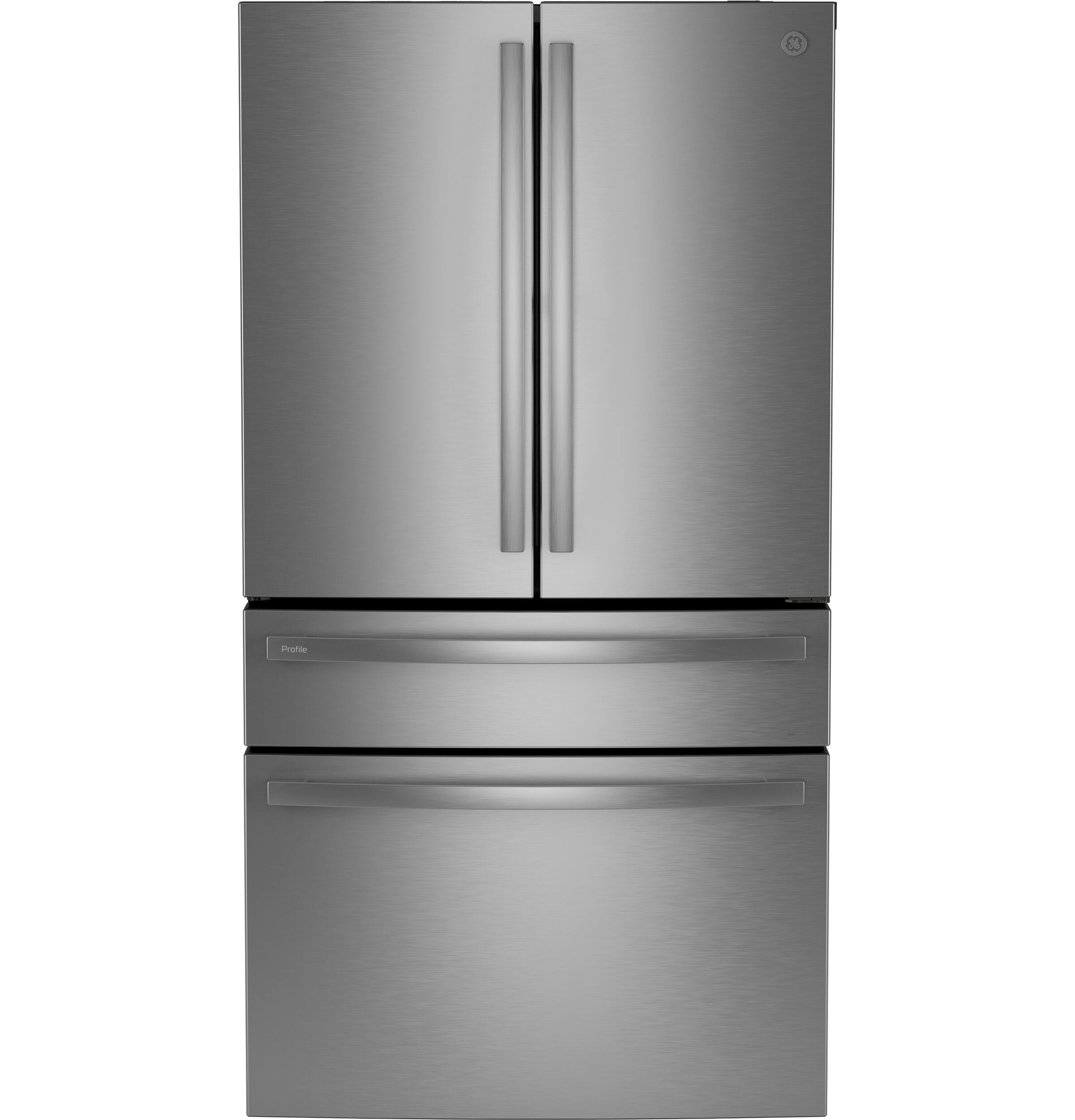 GE Profile - 23.3 Cu. Ft. 4-Door French Door Counter-Depth Smart Refrigerator with Dual-Dispense Auto-Fill Pitcher & Door In Door - Stainless Steel