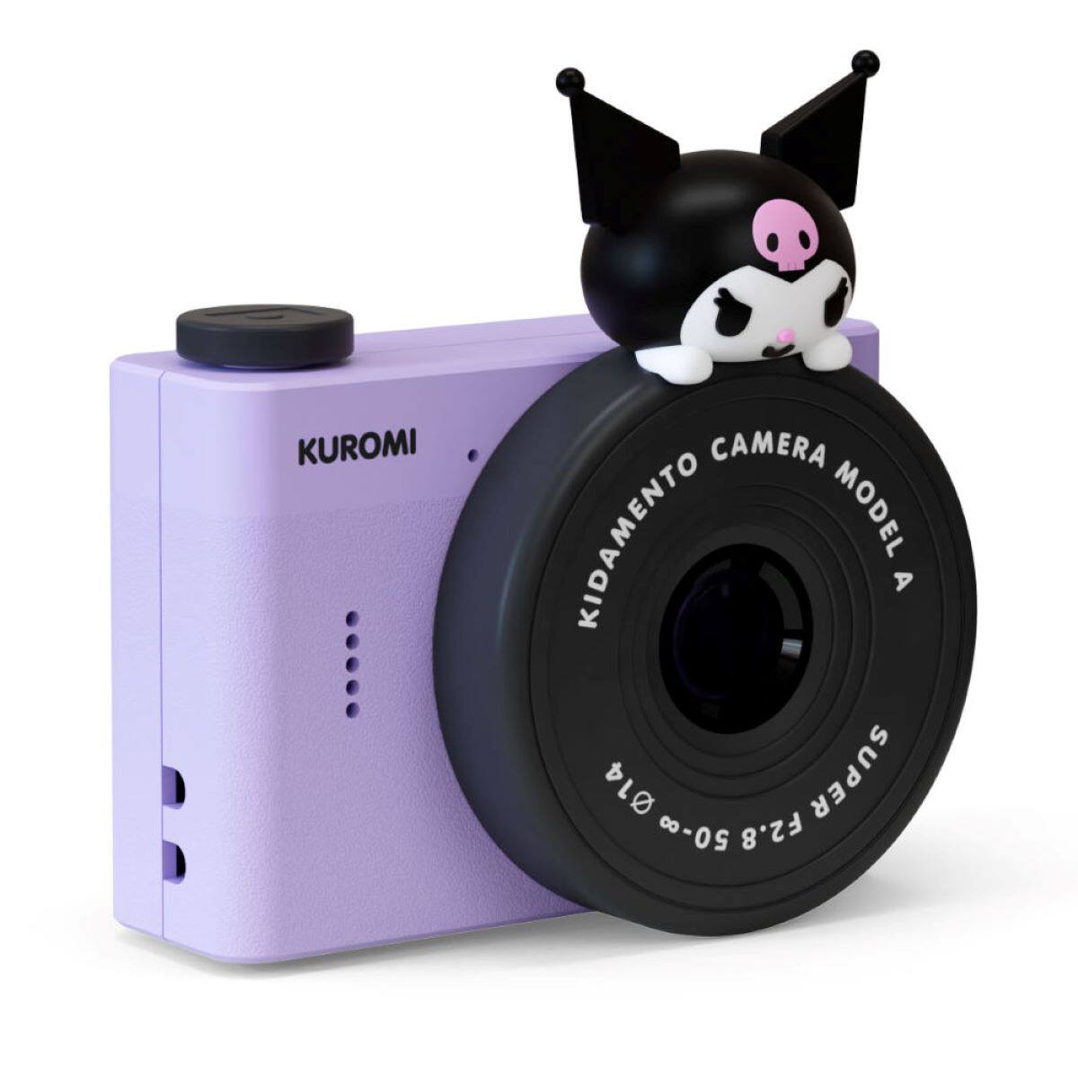 The text on the image reads: "Kuromi Camera Kidamemento Model A 14 Super 50-0 F2.8."