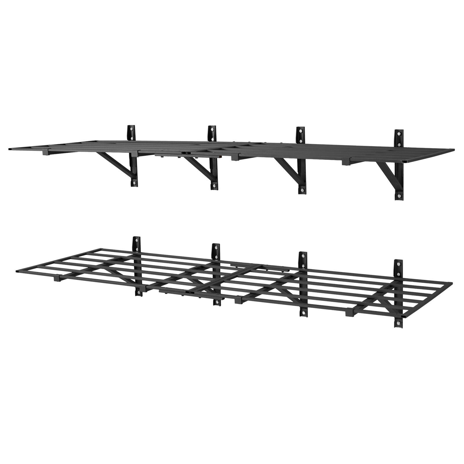 Alt View 5. VEVOR - 2-Tier Heavy Duty Wall Garage Shelving, 4 Pack 2 x 3 ft Steel Wall Mounted Shelving Unit, 24 x 72 Inch Per Shelf - Black.