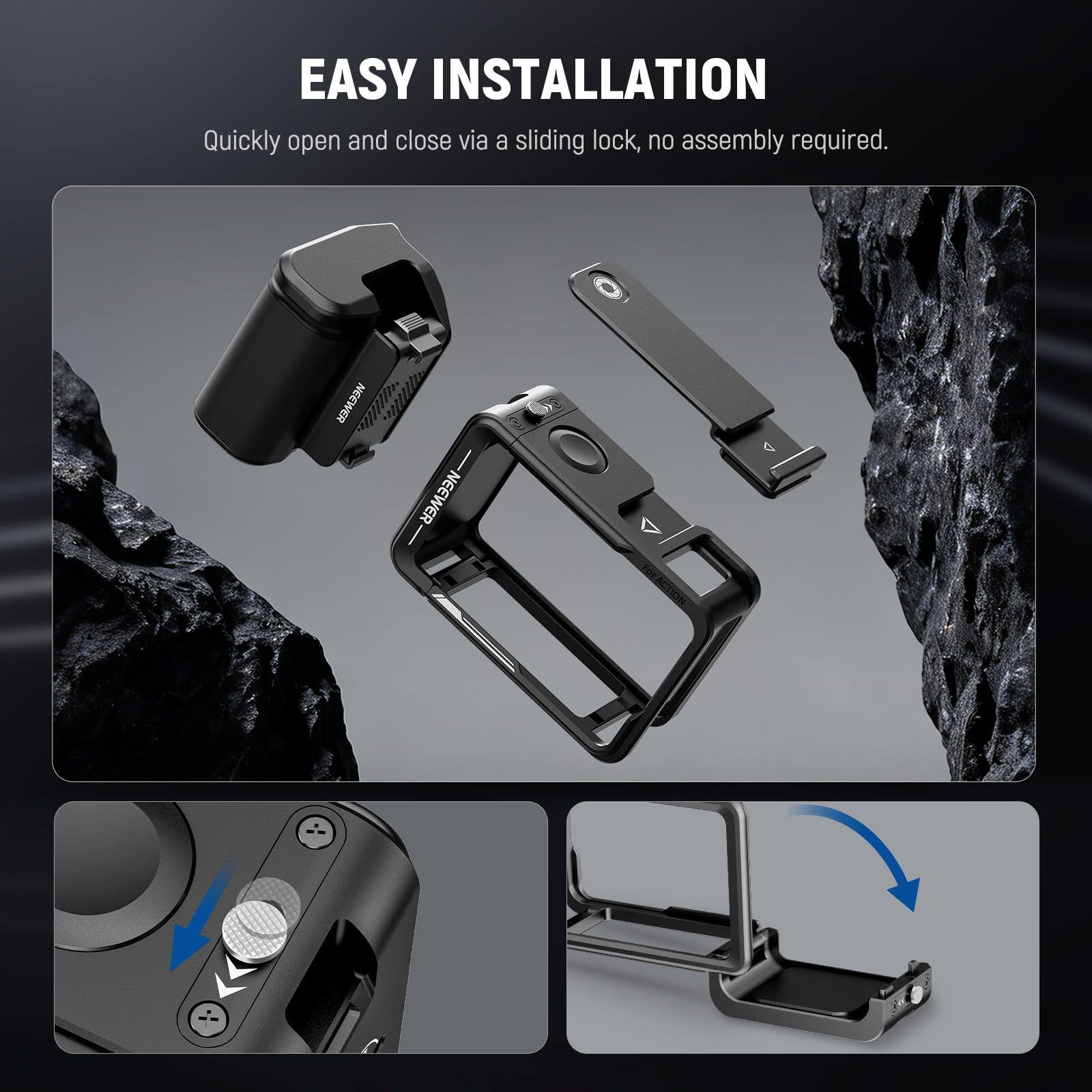 EASY INSTALLATION  
Quickly open and close via a sliding lock, no assembly required.