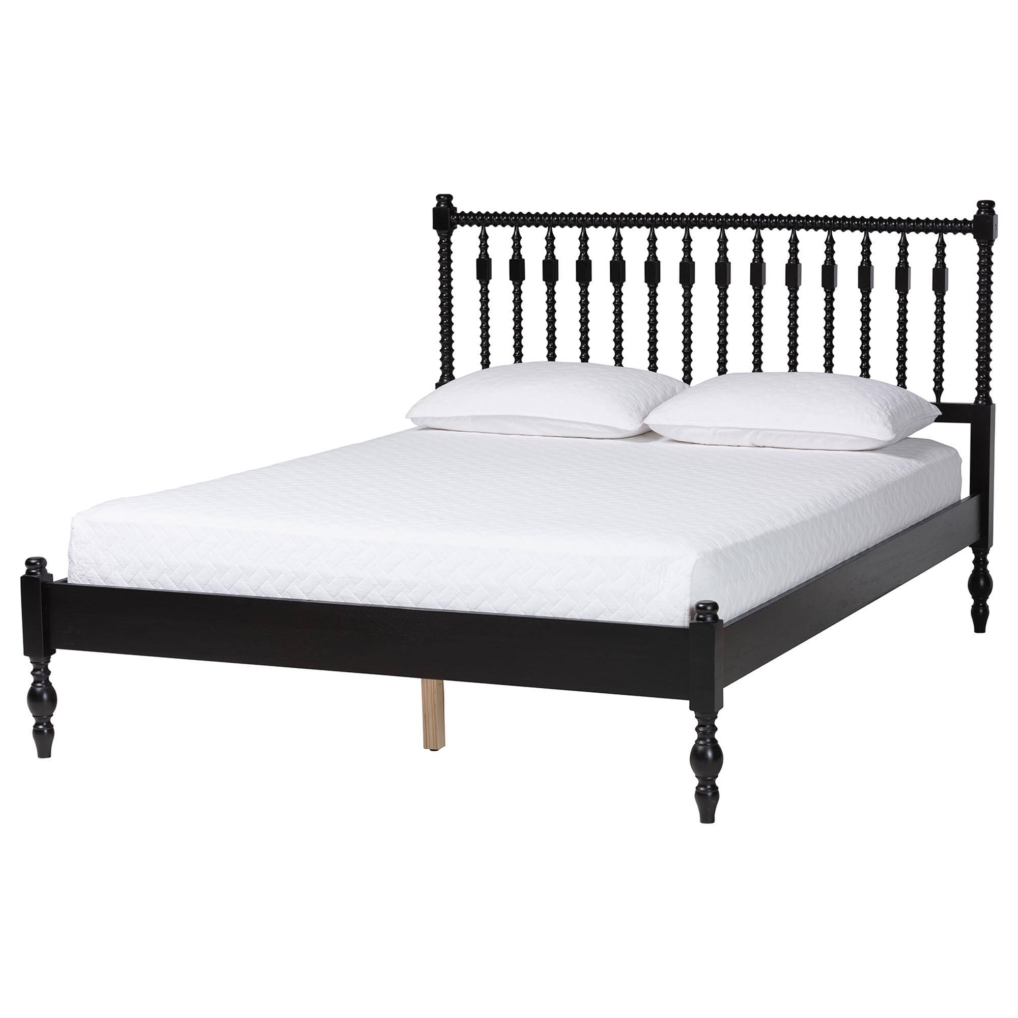 Left. Baxton Studio - Denita Spindle 4-Piece Bedroom Set - Farmhouse Platform Bed with Matching Dresser, Chest, and 1-Drawer Nightstand, Full - Black.