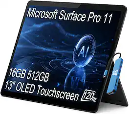Microsoft - Surface Pro - Copilot+ PC - 13” OLED Touchscreen - Snapdragon X Elite - 16GB Memory - 512GB SSD - Device Only (11th Ed) - Black
