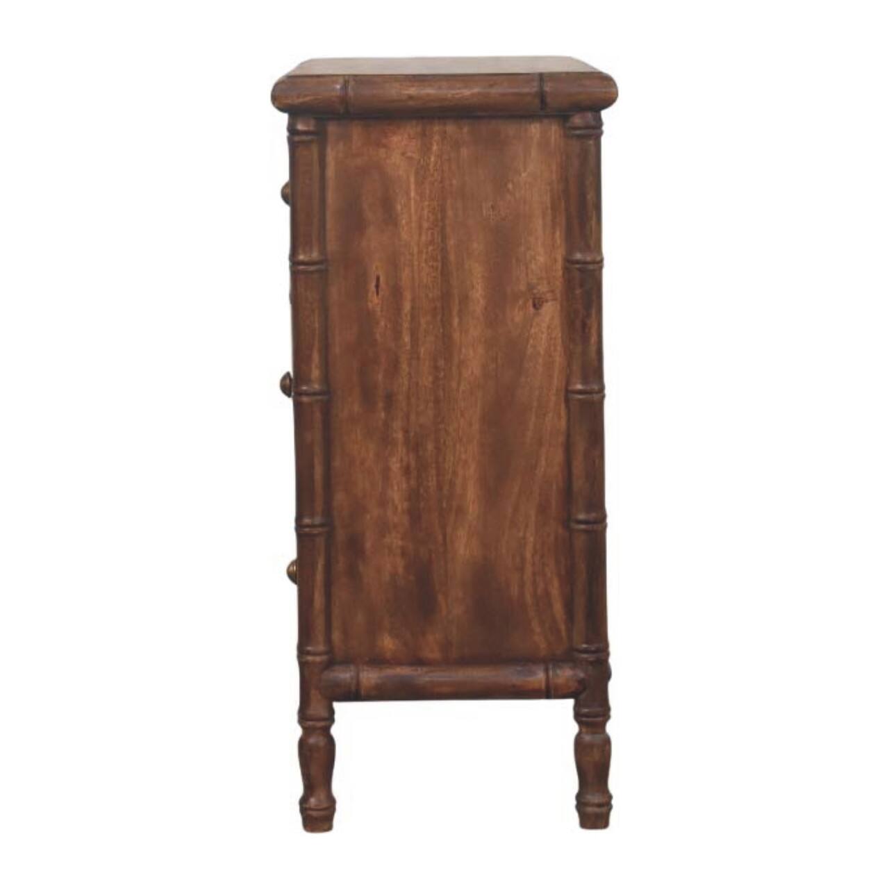 Alt View 4. Artisan Furniture - Artisan Furniture Solid Wood Bamboo Carved 3-Drawer Chest, Brown - Brown.