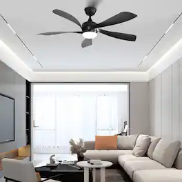 Bestier - 52inch Modern Led Ceiling Fan With 3 Color Dimmable & 5 Blades, Reversible Ceiling Fan - Black