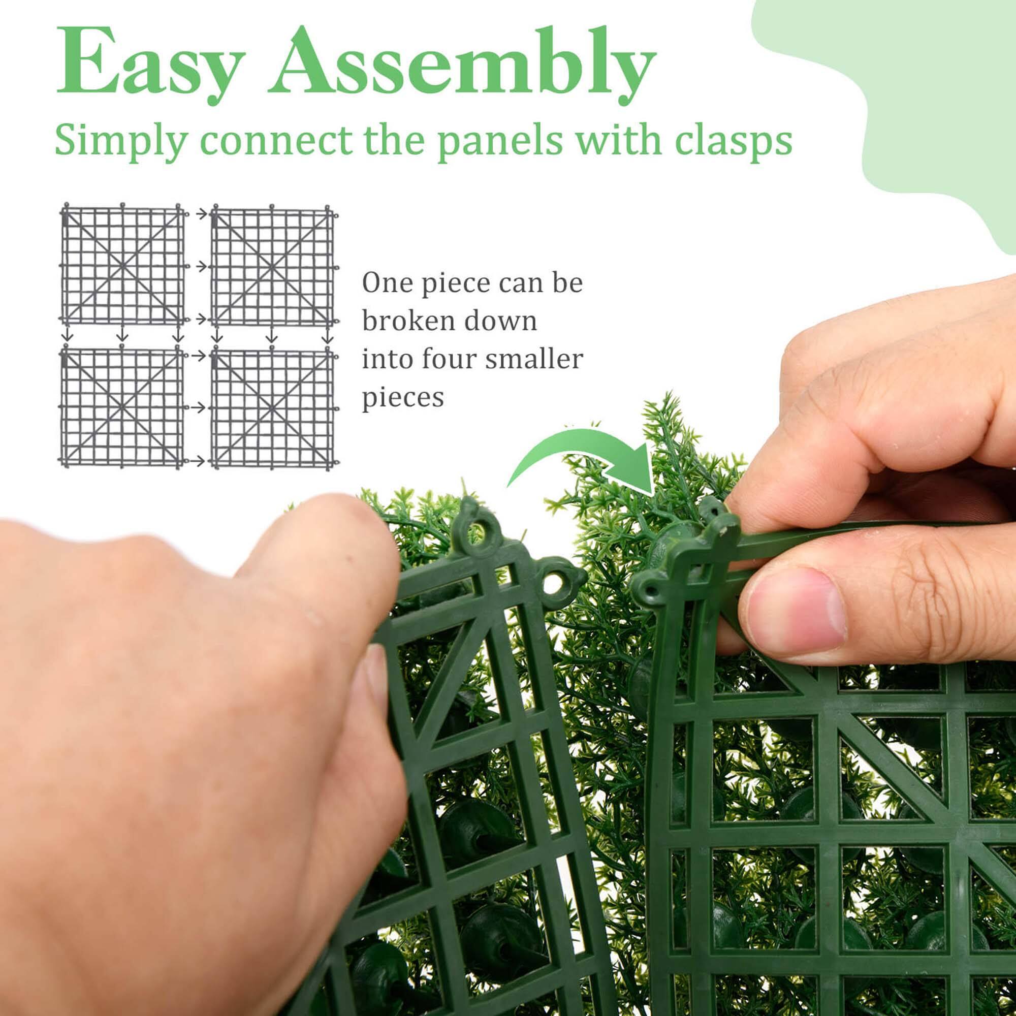 Easy Assembly  
Simply connect the panels with clasps  

One piece can be broken down into four smaller pieces