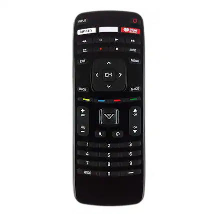 INPUT amazn (a IHeart RADIO I CC INFO EXIT MENU OK BACK GUIDE + VOL CH VOL CH 1 2 3 4 5 6 7 8 9 WIDE 0 -
