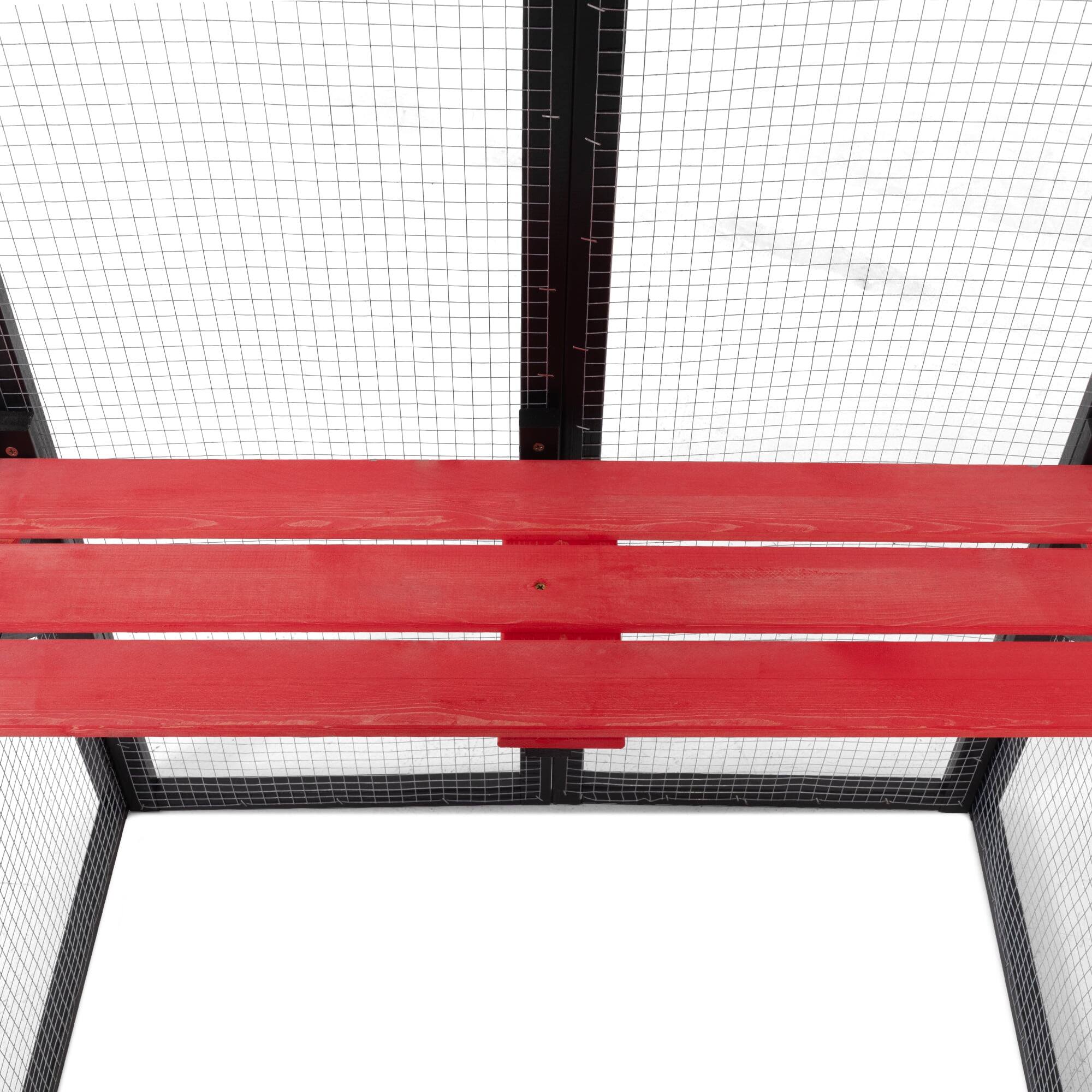 Angle. Pefilos - 70" Outdoor Cat House for Large Cats, Wood Cat Cage with Platforms, Gothic Kitty Catio Condo Playpen.