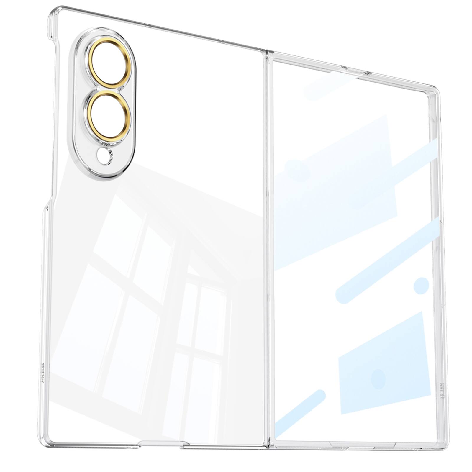 Alt View 3. Dteck - Slim Case for Samsung Galaxy Z Fold8 with Bulit in Front Tempered Glass Film,Shock-absorbent Hard PC Frame Glossy Cover - Black.