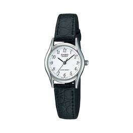 Casio - Women’s Leather Watch with White Dial - LTP-1094E-7BRDF - Black
