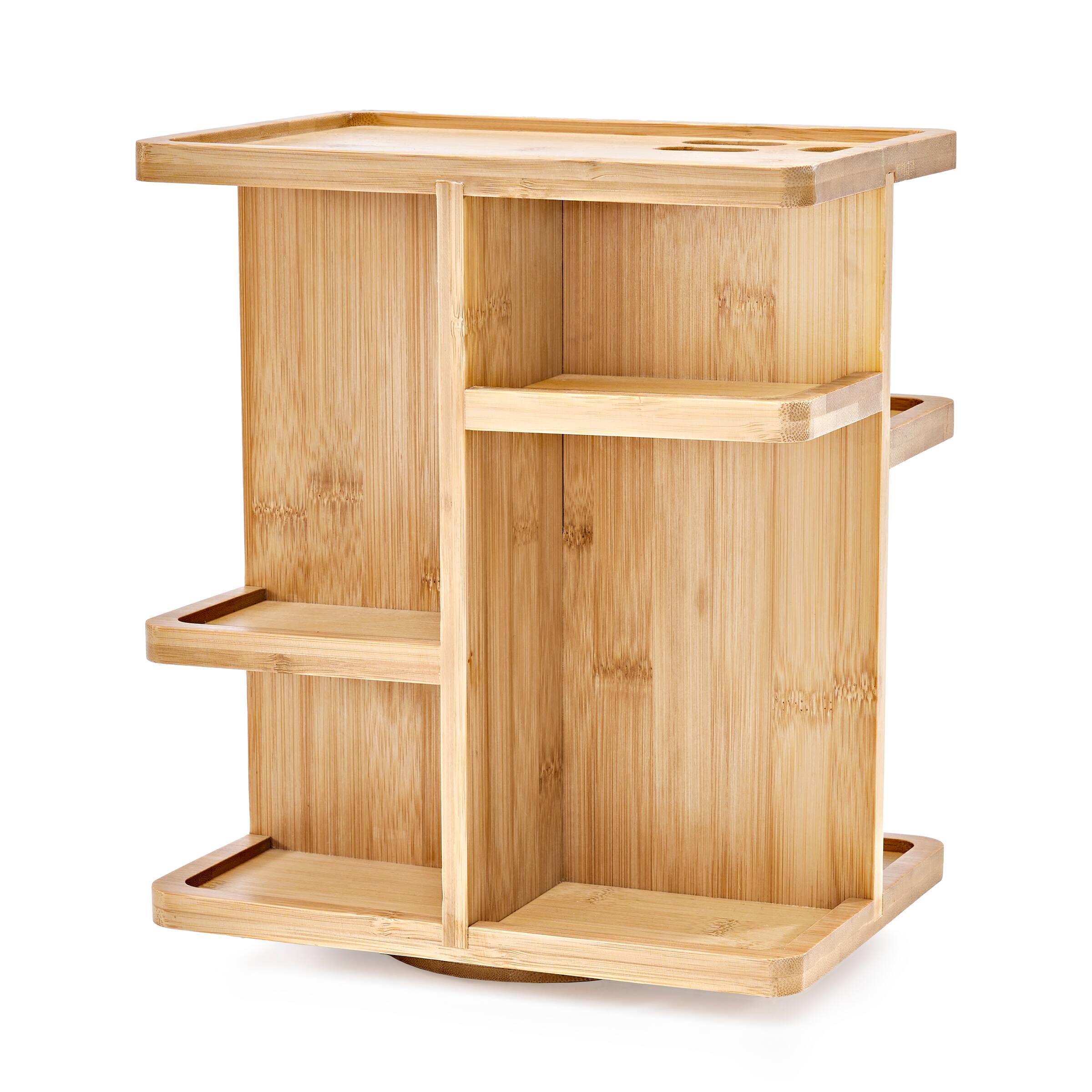 Alt View 2. Sorbus - Sorbus 360° Bamboo Rotating Makeup Organizer - Multi-Function Storage Carousel stores Cosmetics, Skin Care - Beige.