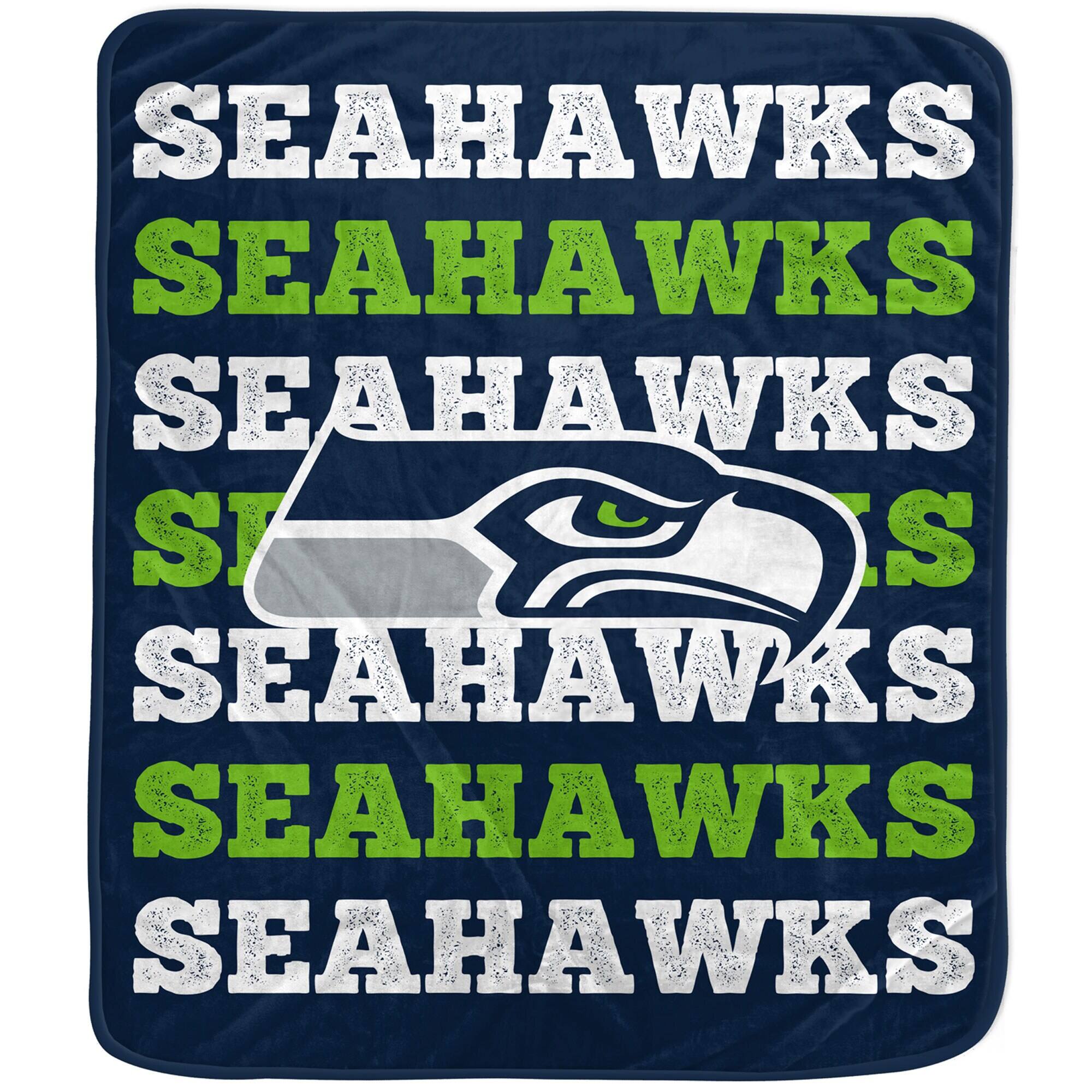 Pegasus - Seattle Seahawks 60'' x 70'' Logo Wordmark Plush Blanket - Multicolor