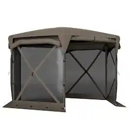 Outsunny - x 11ft Pop Up Gazebo Screen Tent with Removable Roof Cover, Roll-up Wind Panels for Camping - Brown