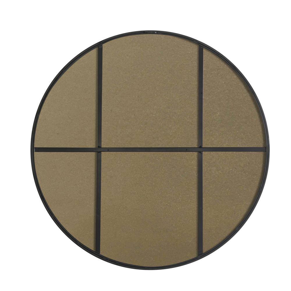 Back. Elegant Decor - Metal frame Round Mirror 42 inch Black finish - Black.
