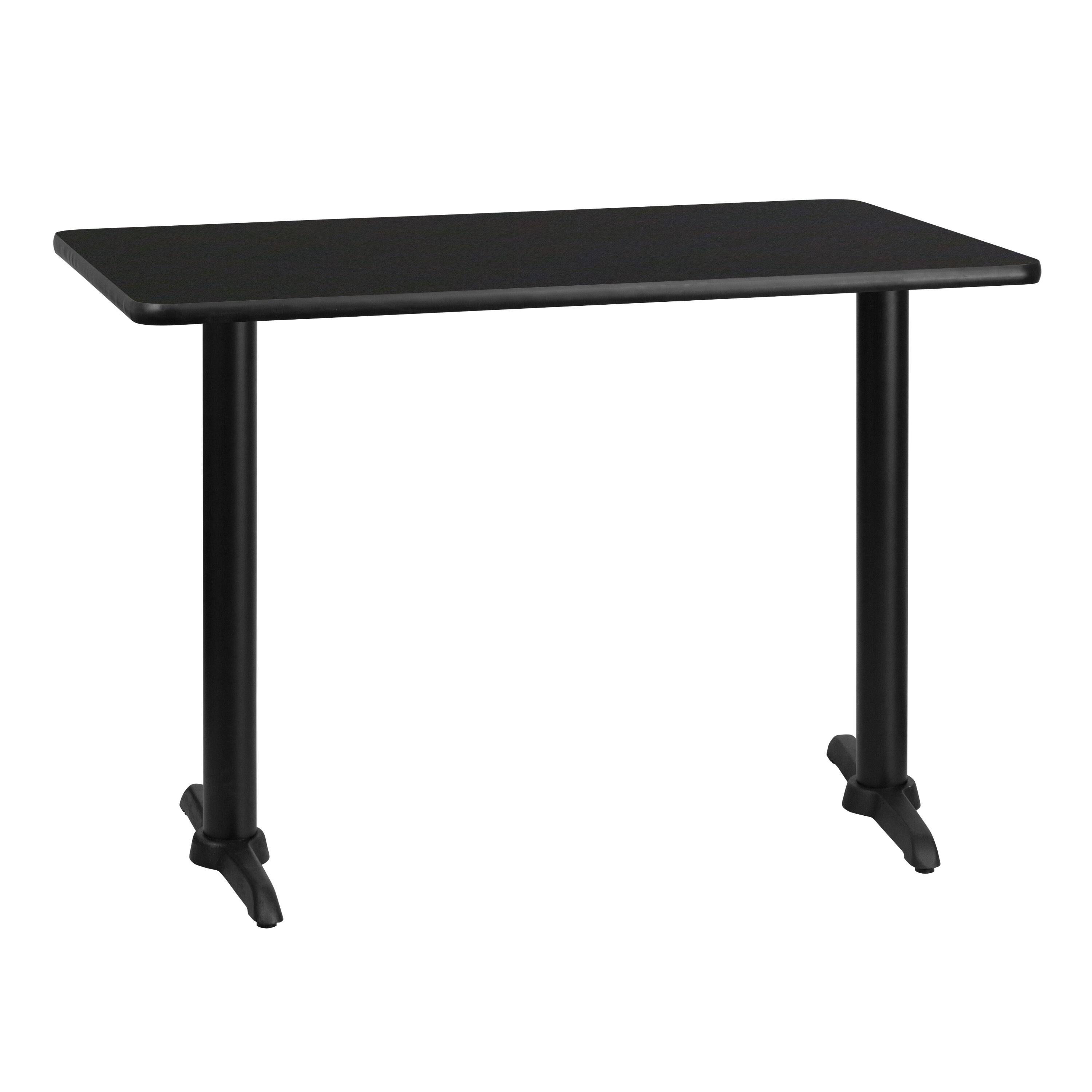 Emma + Oliver - 30"x42" Rectangular Laminate Table with 5"x22" Table Height Bases - Black