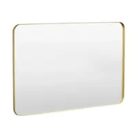 LOVMOR - 55 in. W x 36 in. H Tempered Glass Rounded Rectangle Framed Wall-Mounted Bathroom Vanity Mirror in Gold - Gold - Angle_Zoom