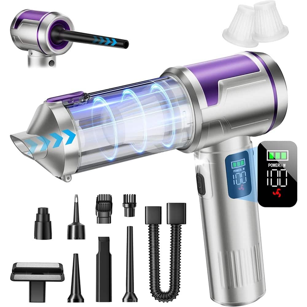 ACJPR - Handheld Cordless Car Vacuum, 22000Pa High-Power Suction, Handheld Vacuum & Air Duster, Multi-Nozzle, Washable Filter, L