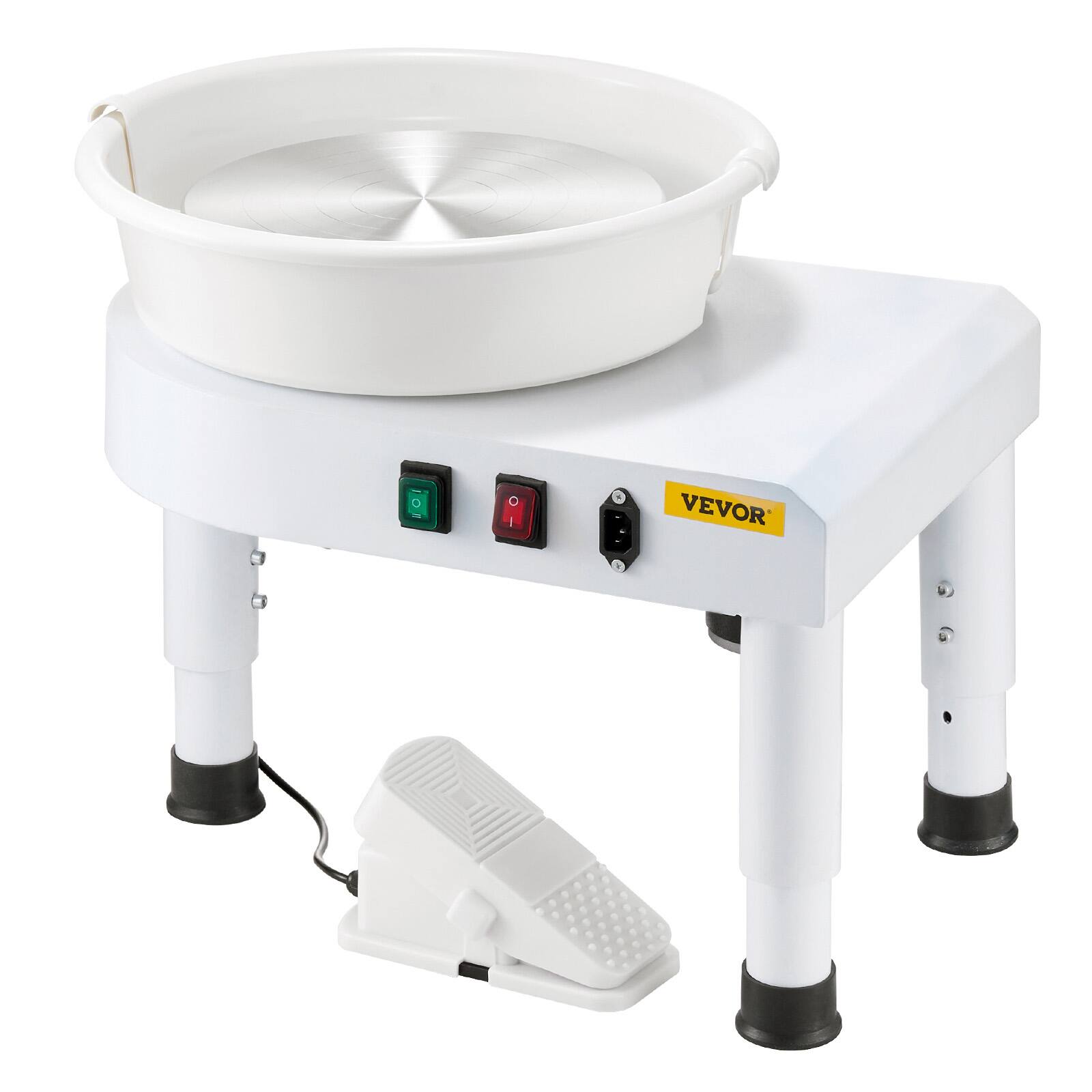 Alt View 5. VEVOR - Pottery Wheel,11 in Ceramic Wheel Forming Machine, 60-300 RPM Adjustable Speed with Foot Pedal Control, Detachable Basin - White.
