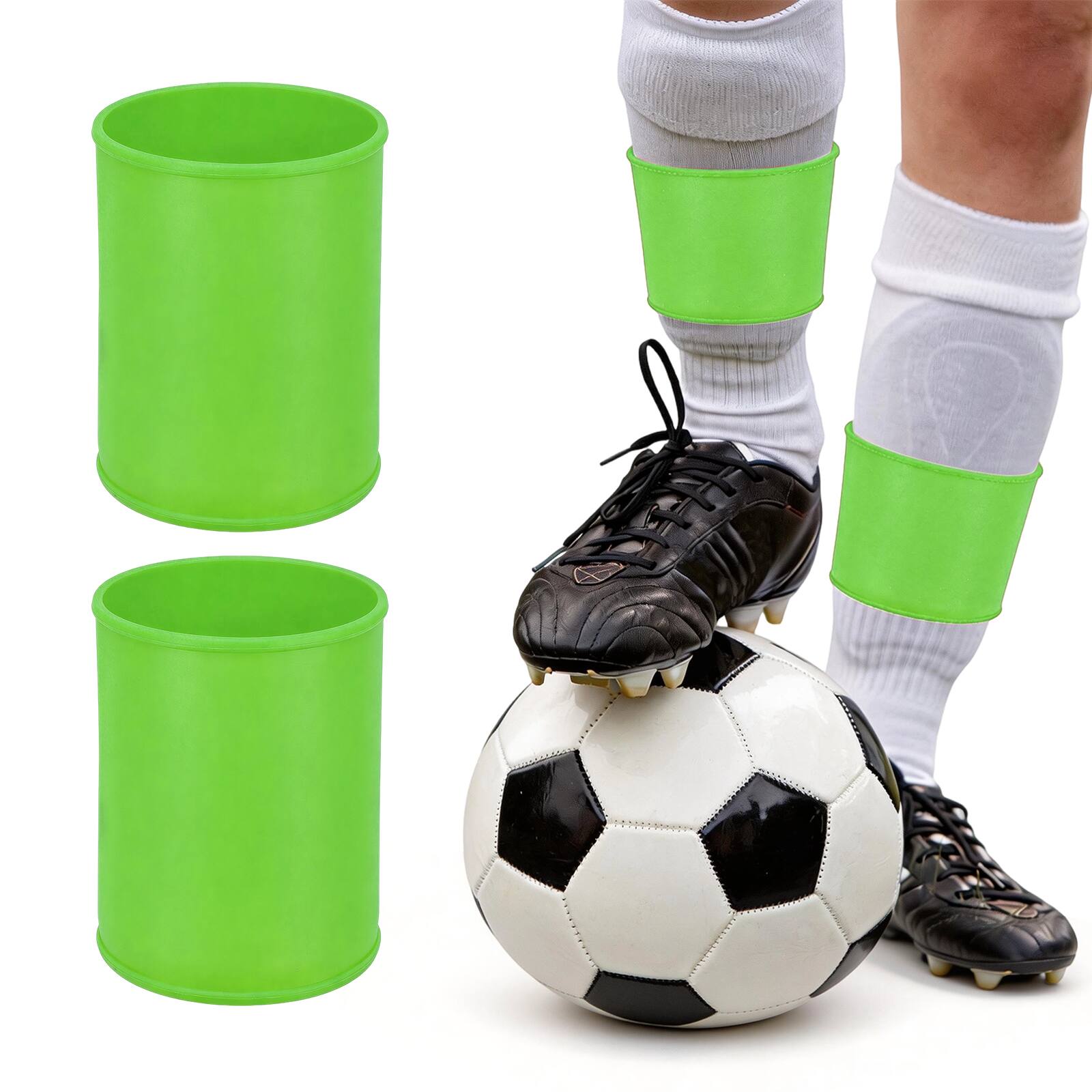 Unique Bargains - Silicone Soccer Leg Bands, Non-Slip Shin Guard Straps to Hold Guards Sleeves Sports Leg Band 1 Pair Size S - Green price history on PriceWatchPro
