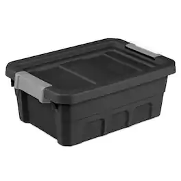 Sterilite - 4 Gallon Industrial Storage Totes w/ Latch Clip Lids, (24 Pack) - Black
