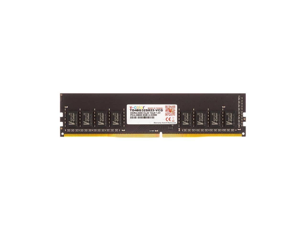 V color 8GB DDR4 DRAM 3200MHz (PC4 25600) CL22 1.2V U DIMM Desktop