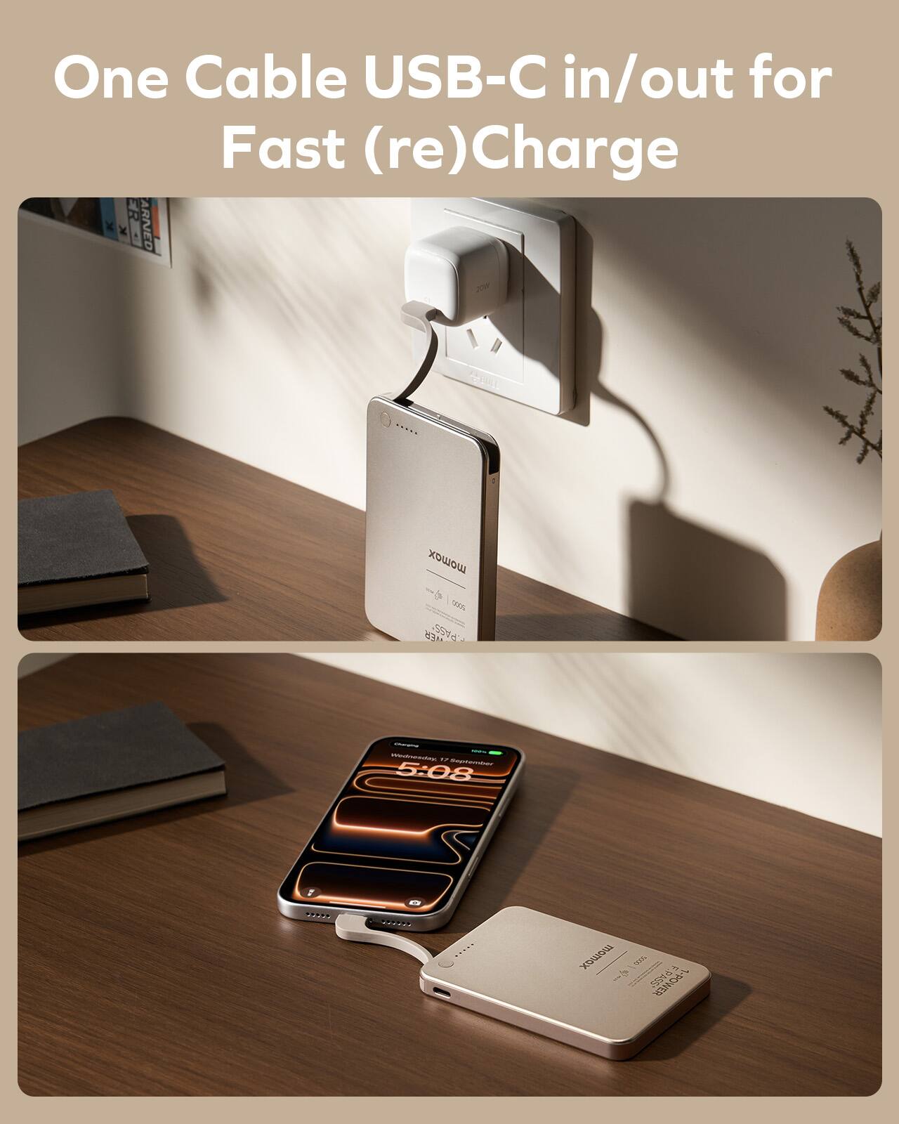 One Cable USB-C in/out for Fast (re)Charge