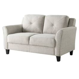 Hivvago - Modern Upholstered Loveseat Sofa in Cream Microfiber with Button Tufted Cushions - Cream