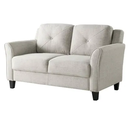 Front. Hivvago - Modern Upholstered Loveseat Sofa in Cream Microfiber with Button Tufted Cushions - Cream.