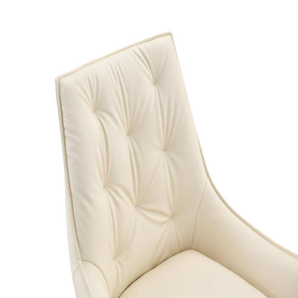 Alt View 7. Loheer - Loheer Faux Leather Dining Chairs Set of 2 Off White Modern Upholstered Kitchen Chairs with Black Iron Legs - Off White.