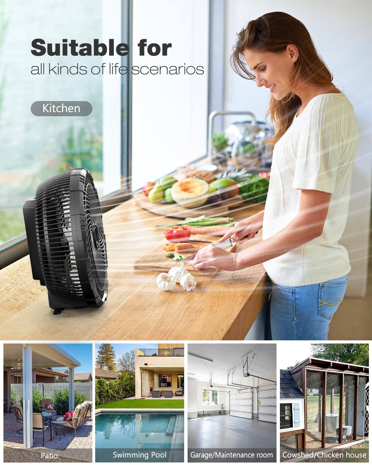 Suitable for all kinds of life scenarios

- Kitchen
- Patio
- Swimming Pool
- Garage/Maintenance room
- Cowshed/Chicken house