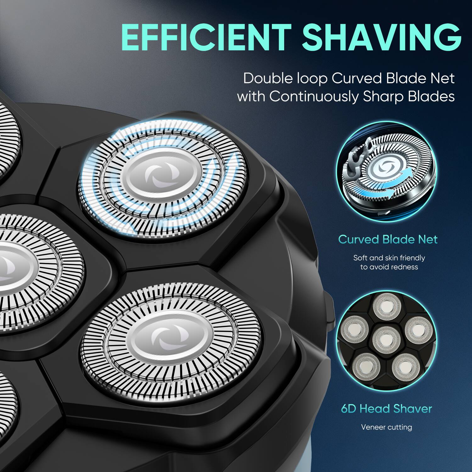 HATTEKER Head Shaver for Bald Men, 6D Floating Magnetic Rotary Razor ...