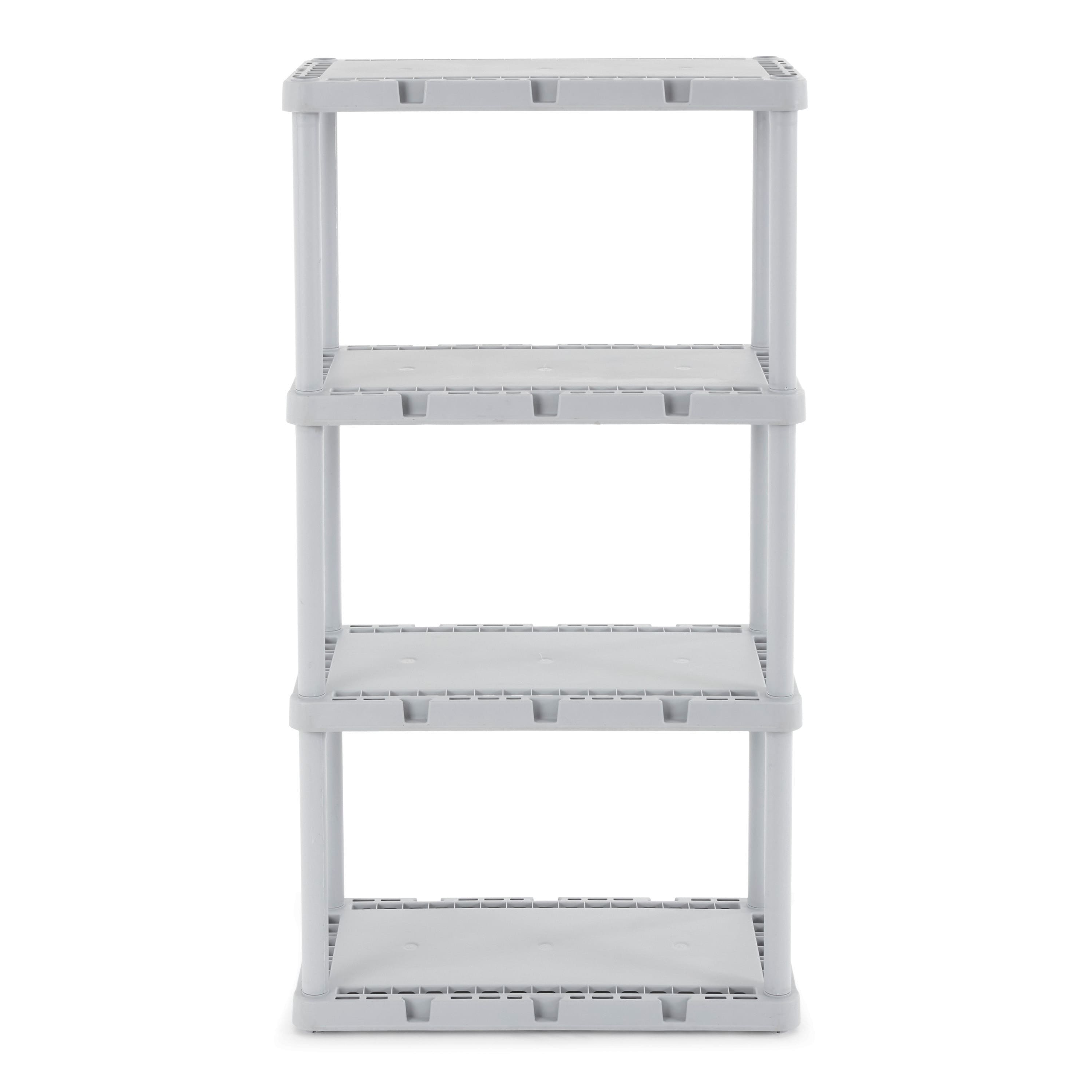 Gracious Living - 4 Shelf Knect-A-Shelf Fixed Height Solid Light Duty Storage,Grey - Gray