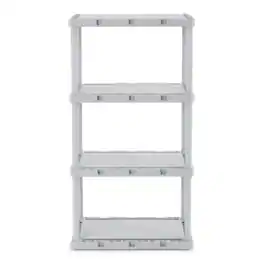 Gracious Living - 4 Shelf Knect-A-Shelf Fixed Height Solid Light Duty Storage,Grey - Gray