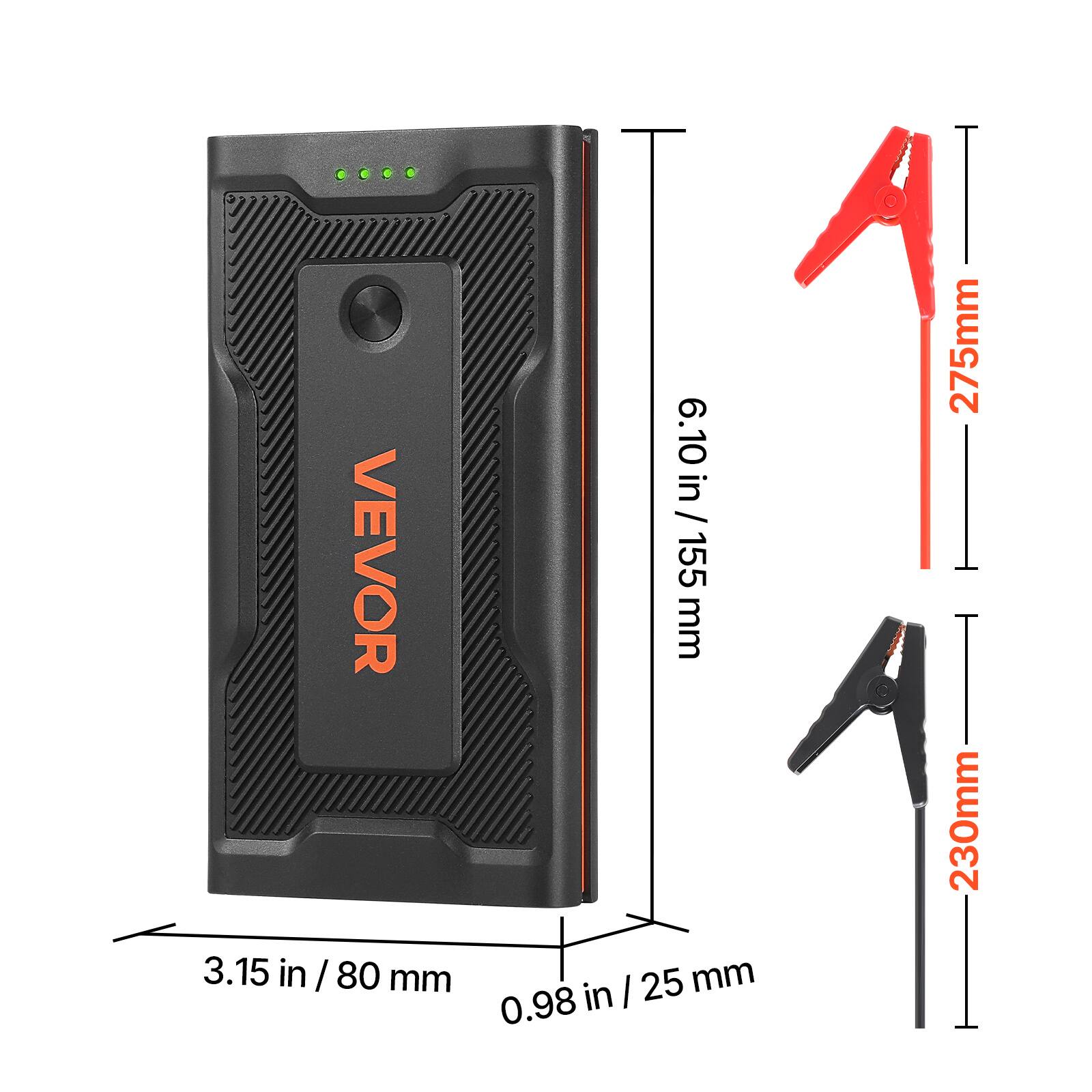 6.10 in  
6.10 in  
VEVOR  
155 mm  
3.15 in / 80 mm  
25 mm  
0.98 in  
275 mm  
230 mm