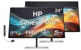 HP - Series 7 Pro 24" FHD IPS Monitor, 5ms Response Time, Anti-Glare, Flicker Free, Displayport, HDMI & DKZ Hub 2 Pack - Black/Silver