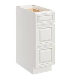 Boyel Living - 12 Inch Kitchen Base Cabinet with 3 Soft Close Drawers - Pearl White
