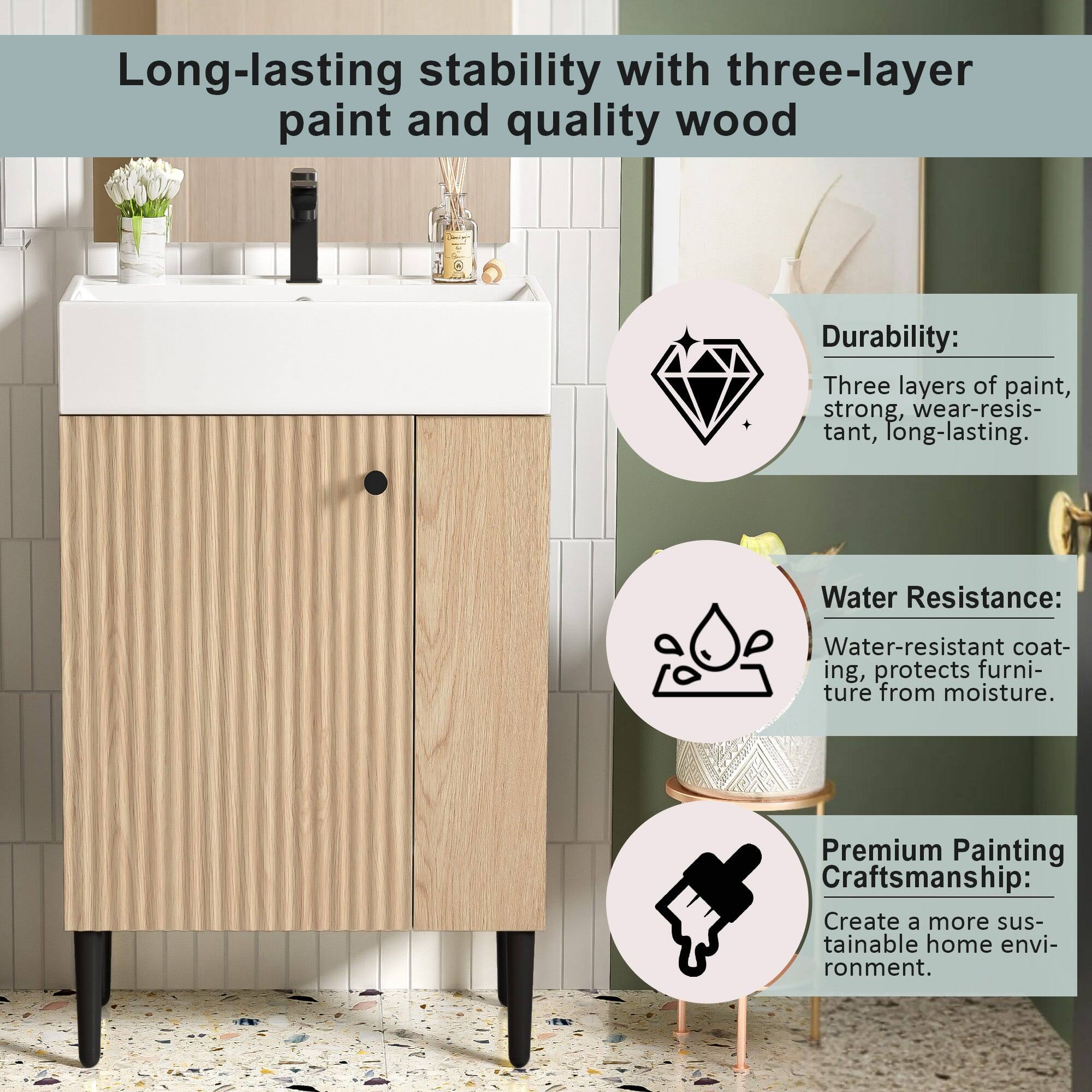 Long-lasting stability with three-layer paint and quality wood

Durability:
Three layers of paint, strong, wear-resistant, long-lasting.

Water Resistance:
Water-resistant coating, protects furniture from moisture.

Premium Painting Craftsmanship:
Create a more sustainable home environment.