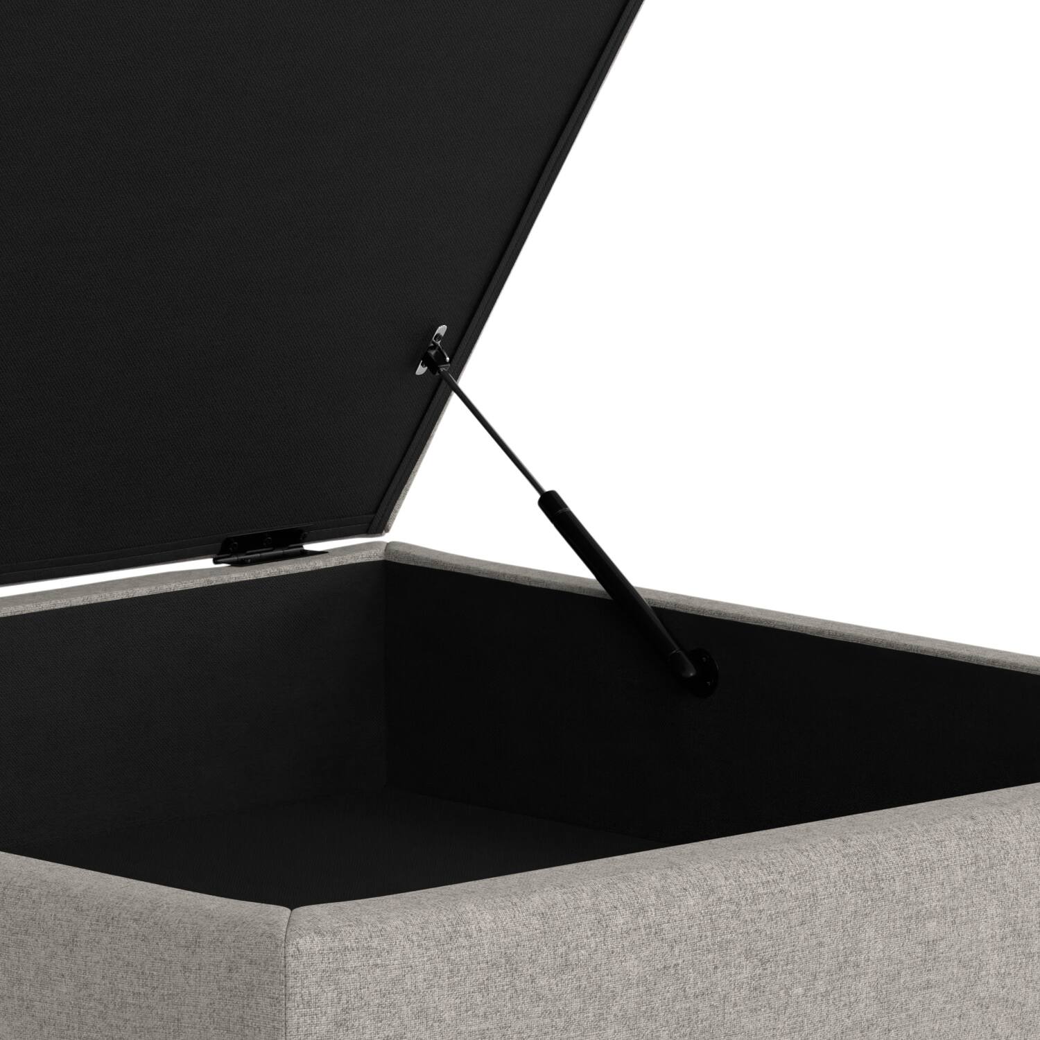 Alt View 5. Simpli Home - Rebecca 36 inch Contemporary Coffee Table Storage Ottoman with Lift Up Lid in Cloud Grey Polyester Linen, Assembled - Cloud Grey.