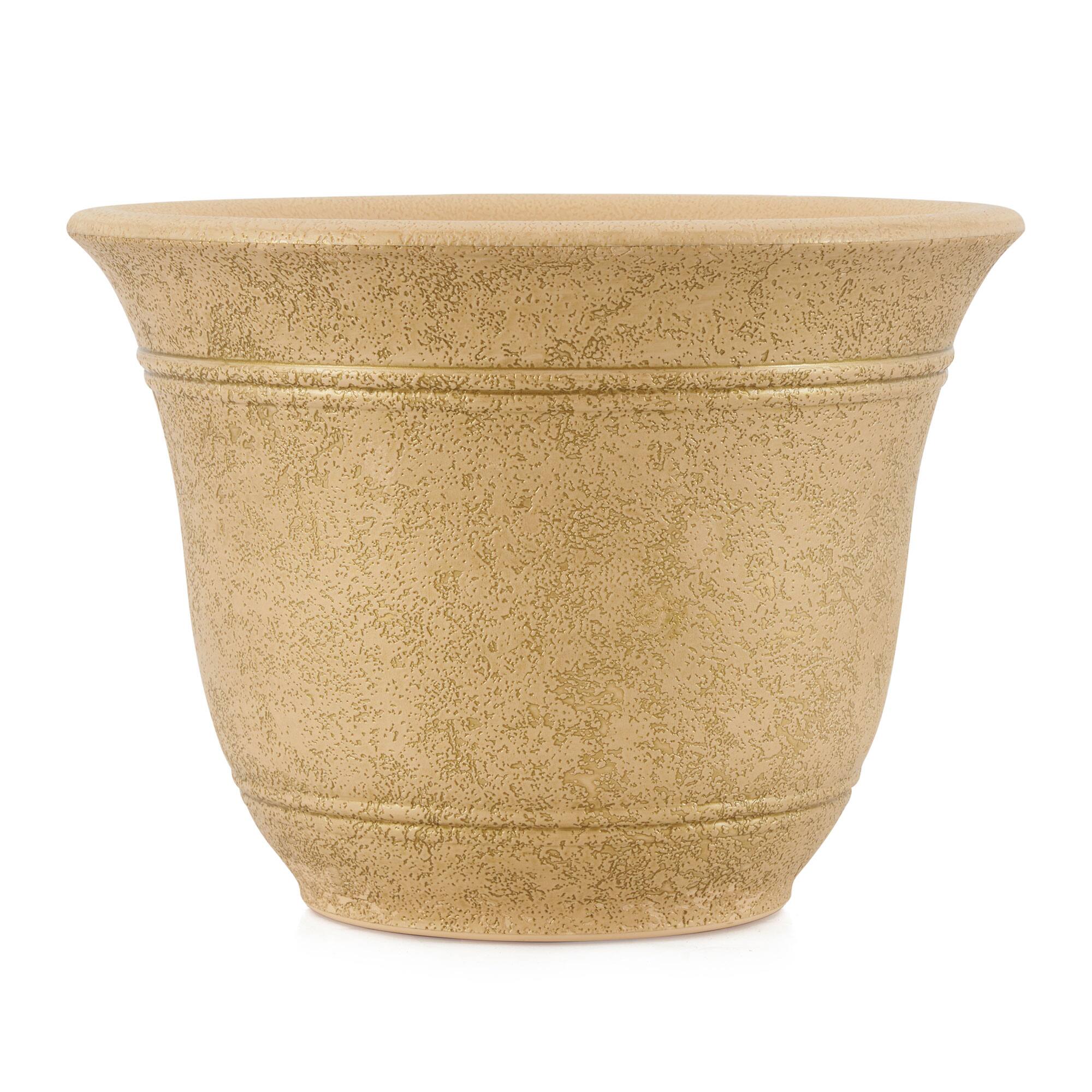 Alt View 4. The HC Companies - HC Companies Sierra 10 Inch Round Garden Planter Pot, Arizona Sand (4 Pack).